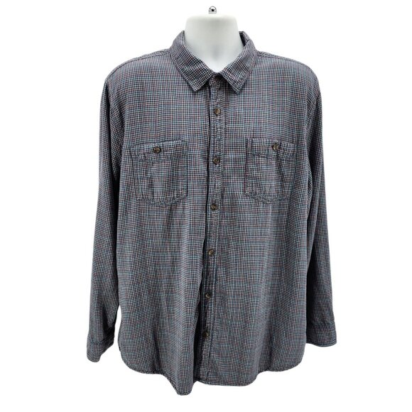 Carbon2Cobalt Mens XL Shirt Double Layer Button Multicolor Check Plaid Preppy - Picture 1 of 9